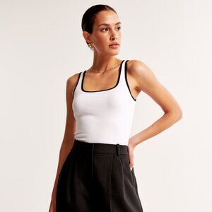 Abercrombie & Fitch Essential Cropped Squareneck Rib Tank